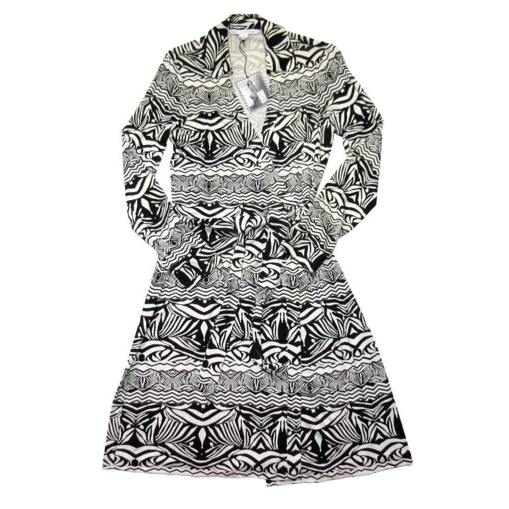 Nwt Diane Von Furstenberg New Jeanne Two In Zebra Tattoo Silk Wrap Dress 8